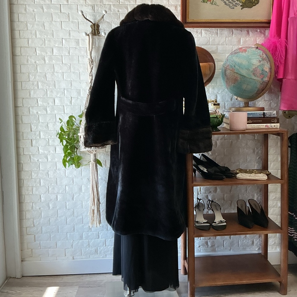 Vintage 1960s 1970s Borgazi Maximalist Faux Fur Coat with Collar + Cuff Detail - Picture 8 of 15
